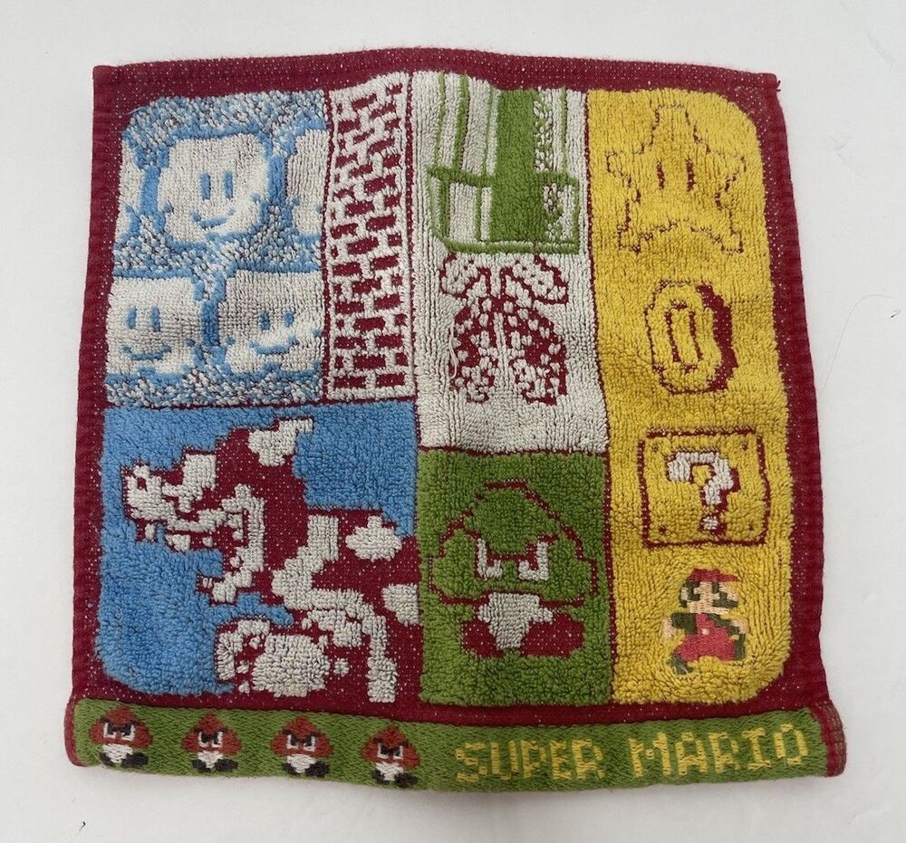 Marushin Hand Towel Mini Towel Nintendo Mario Ground Stage 9x9"